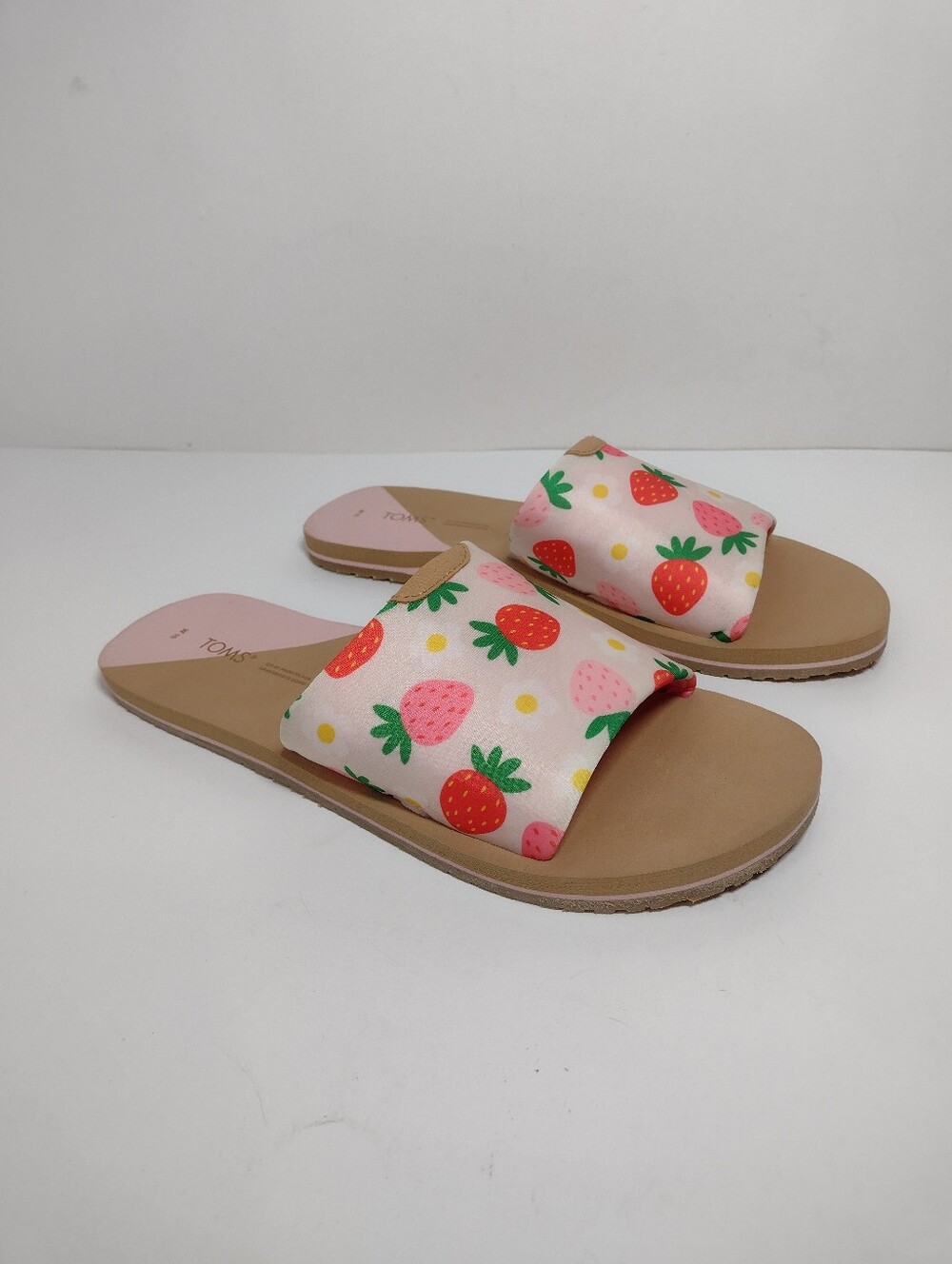 Toms Pink Strawberry Print Slide Sandals Size (10-W)